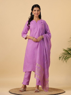 Janasya Women Kurta Pant Dupatta Set