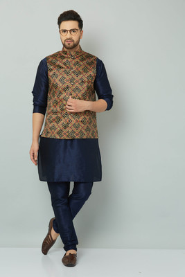 kaifoo Men Kurta Churidar Ethnic Jacket Set