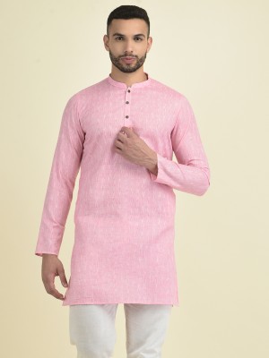 ANOUK Men Woven Design Straight Kurta(Pink)