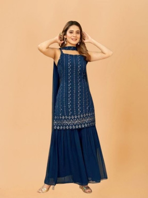 Camerfly Women Kurti Sharara Dupatta Set