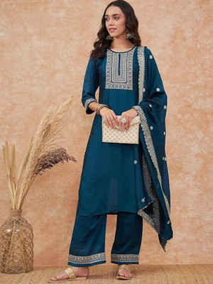OmNamo Women Kurta Palazzo Dupatta Set