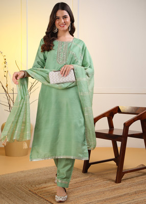 Hiva Trendz Embroidered Kurta, Trouser/Pant & Dupatta Set