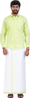 SUMAN TEX Men Shirt Dhoti Set