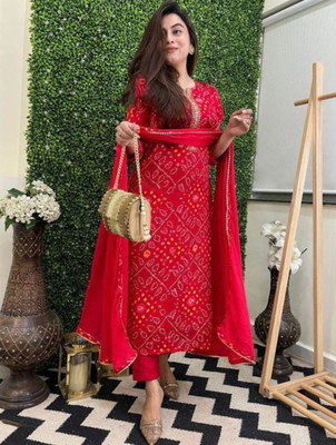 RAS RANI Embroidered Kurta, Salwar & Dupatta Set