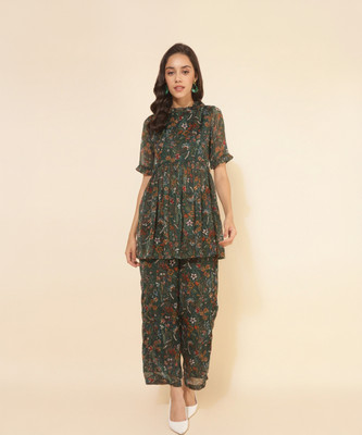 Janasya Women Ethnic Top Palazzo Set
