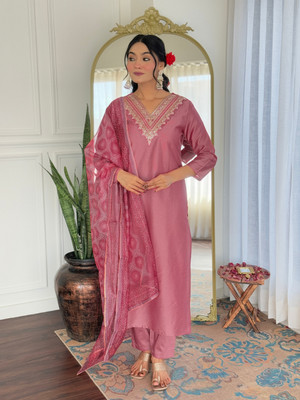 Yogik Creation Solid Kurta, Palazzo & Dupatta Set