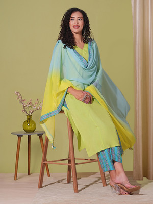 Tasrika Solid Kurta, Trouser/Pant & Dupatta Set