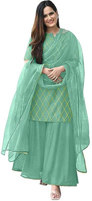 BhavyEnterprise Women Kurta Sharara Dupatta Set