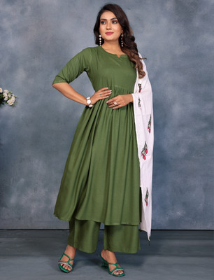 VEMEZ Women Ethnic Top Palazzo Dupatta Set