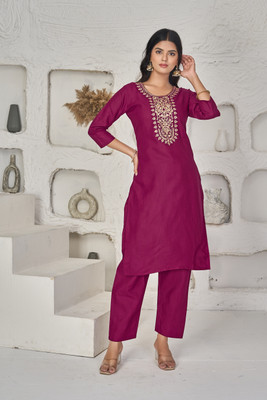 Niyuenterprise Embroidered Kurta, Trouser/Pant & Dupatta Set