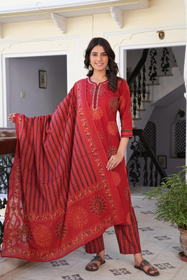 IKRASS Printed Kurta, Trouser/Pant & Dupatta Set