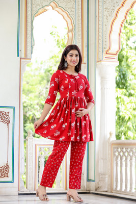 SHREENATHFAB Women Printed Maroon Night Suit Set