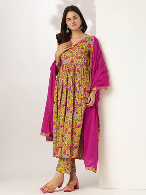 Janasya Women Kurti Pant Dupatta Set
