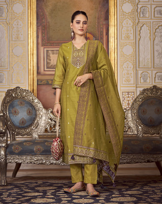Fourleaf Self Design Kurta, Trouser/Pant & Dupatta Set