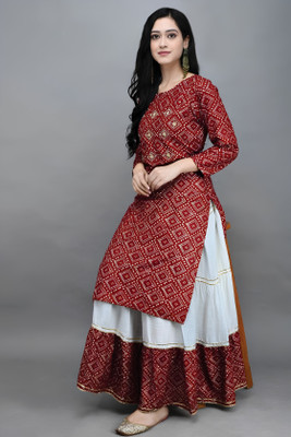 BUY&TRY Women Kurti Skirt Set