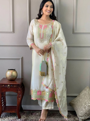 RN Fashion Embroidered Kurta, Trouser/Pant & Dupatta Set