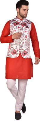 PRINTCULTR Men Kurta Pyjama Ethnic Jacket Set