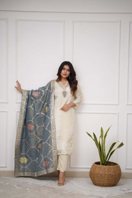 Daksh creation Embroidered Kurta, Salwar & Dupatta Set