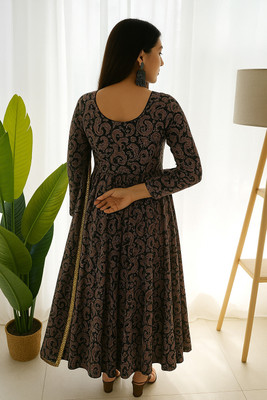 HouseOfCommon Women A-line Black Maxi/Full Length Dress