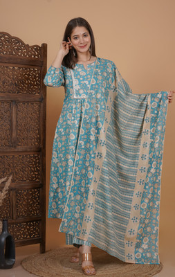 Meera Fab Women Kurta Palazzo Dupatta Set