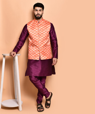 PRINTCULTR Men Kurta Pyjama Ethnic Jacket Set