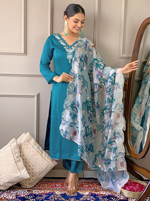 LOKITA WORLD Embroidered Kurta, Trouser/Pant & Dupatta Set