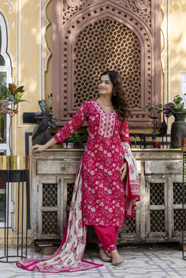 ETHNIFLAIR Women Kurta Patiala Dupatta Set