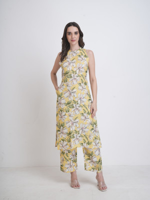 METRONAUT Women Floral Print Yellow Night Suit Set