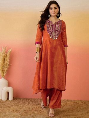 Sangria Embroidered Kurta, Trouser/Pant & Dupatta Set