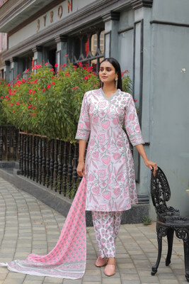 Leriya Fashion Printed Anarkali Kurta, Bottom & Dupatta Set