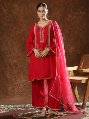 ANOUK Women Kurta Palazzo Dupatta Set