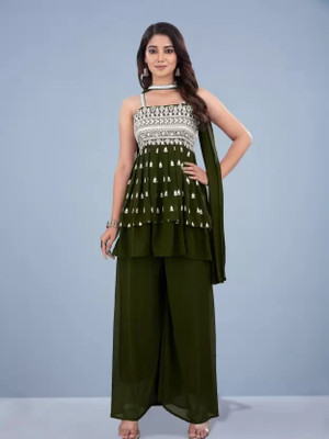 murlidhar creation Women Ethnic Top Palazzo Dupatta Set