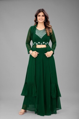MAARI FASHION Anarkali Gown(Green)