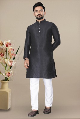 VALAKI Men Self Design Straight Kurta(Light Blue)