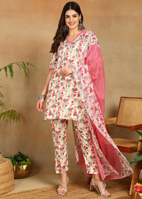 VEERACOLLECTION Floral Print Kurta, Trouser/Pant & Dupatta Set