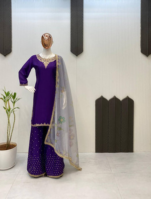 CHOICE FAB Women Kurta Palazzo Dupatta Set