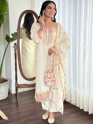Lazzly Women Kurti Pant Attached Dupatta Set