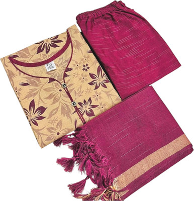 Leafhandlooms Women Kurta Pant Dupatta Set