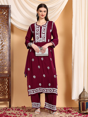Poshak Chikan Studio Women Kurta Palazzo Dupatta Set