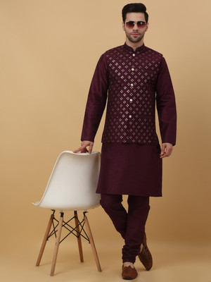 kraft india Men Kurta Pyjama Ethnic Jacket Set