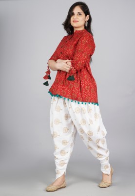 FabRasiya Women Ethnic Top Dhoti Pant Set