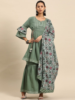 all about you Women Kurta Sharara Dupatta Set