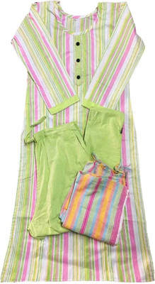 IST Striped Kurta, Trouser/Pant & Dupatta Set