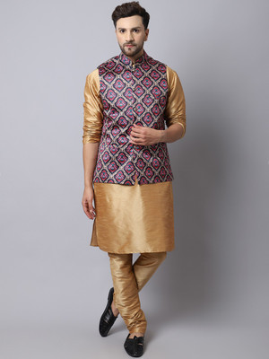 BANHUSSAIN Men Kurta Pyjama Ethnic Jacket Set