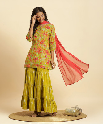 W Women Kurta Sharara Dupatta Set