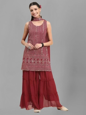 Camerfly Women Kurta Sharara Dupatta Set