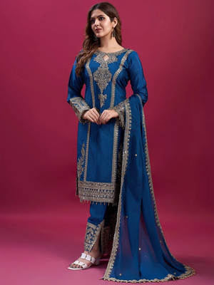 Aksharam Women Kurta Palazzo Dupatta Set