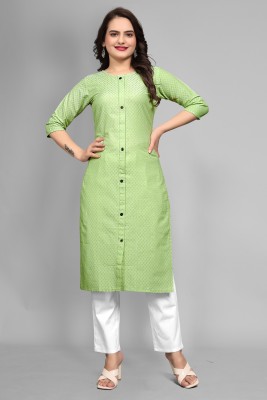 Shs store Women Woven Design A-line Kurta(Light Green)