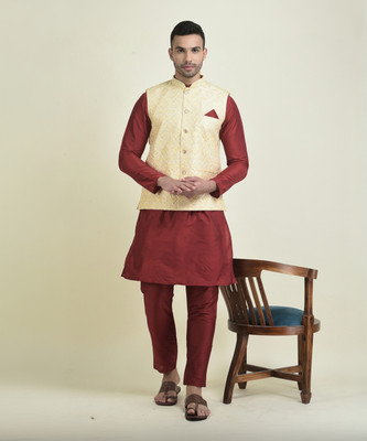 HOUSE OF DEYANN Men Kurta Pyjama Ethnic Jacket Set