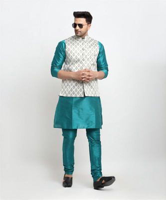 kaifoo Men Kurta Churidar Ethnic Jacket Set